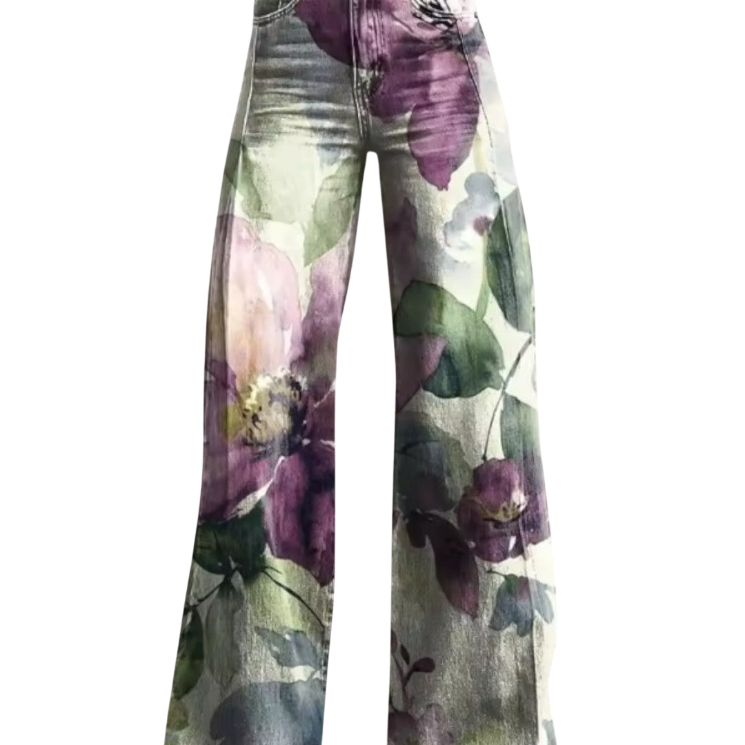 Maribel – Jeans a gamba larga con impressione floreale