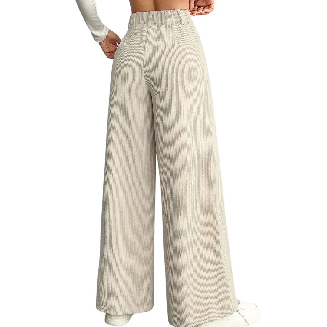 Rida - Pantaloni Donna a Vita Alta con Gamba Larga