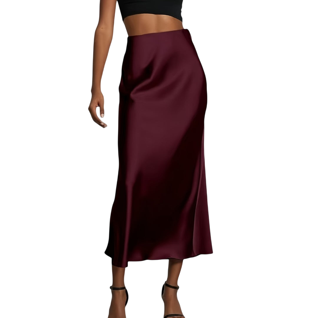 Sasha - Gonna Midi in Raso a Vita Alta da Donna