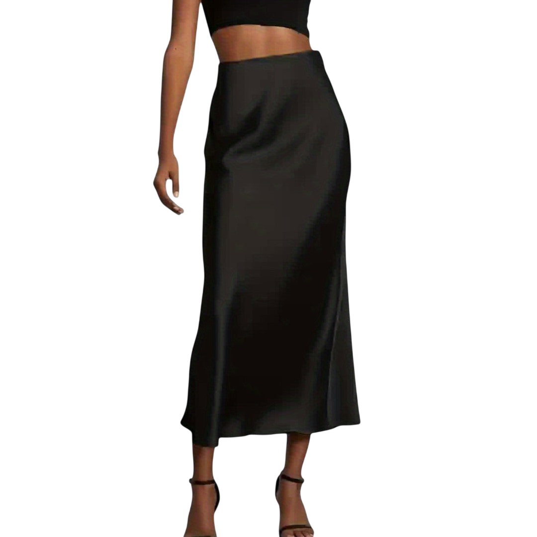 Sasha - Gonna Midi in Raso a Vita Alta da Donna