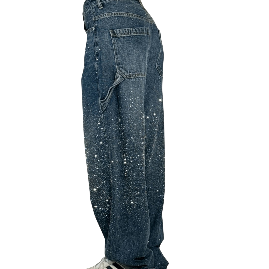 Julia - Jeans Carpenter a Palloncino alla Moda con Glitter