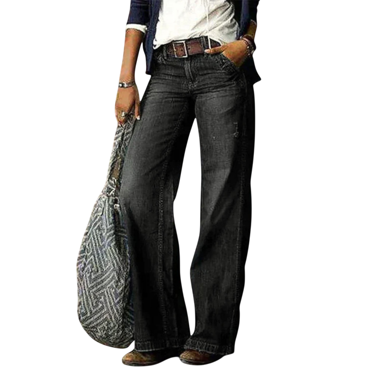 Cess - Pantaloni in Denim con Gamba Larga