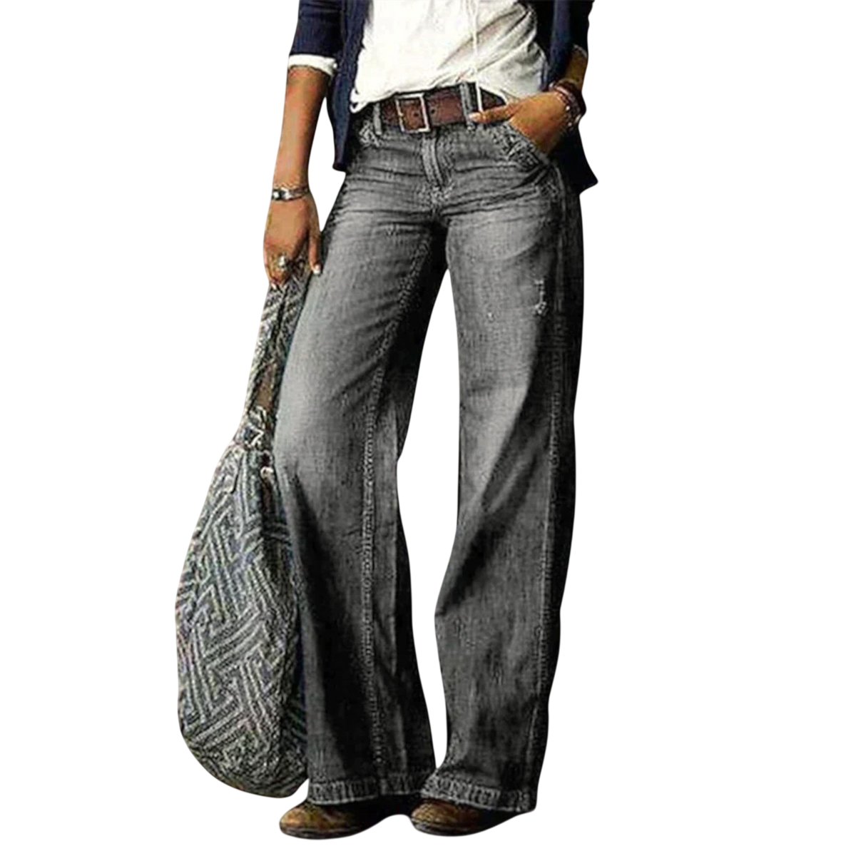 Cess - Pantaloni in Denim con Gamba Larga