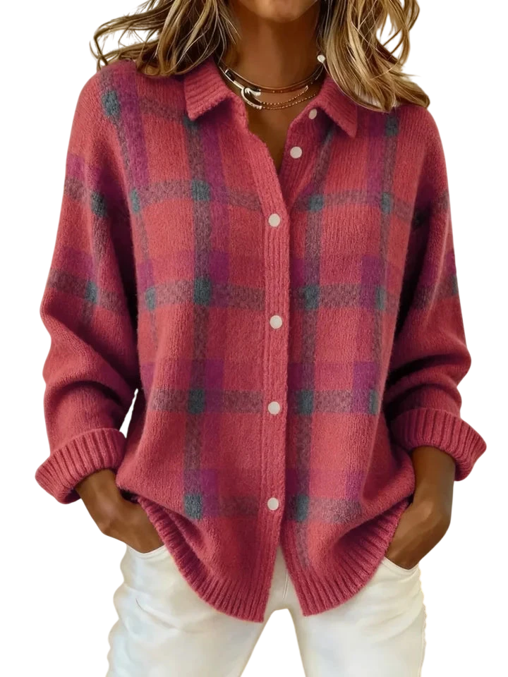 Victoria | Maglione Retro in lana artigianale con Contrasto Casual